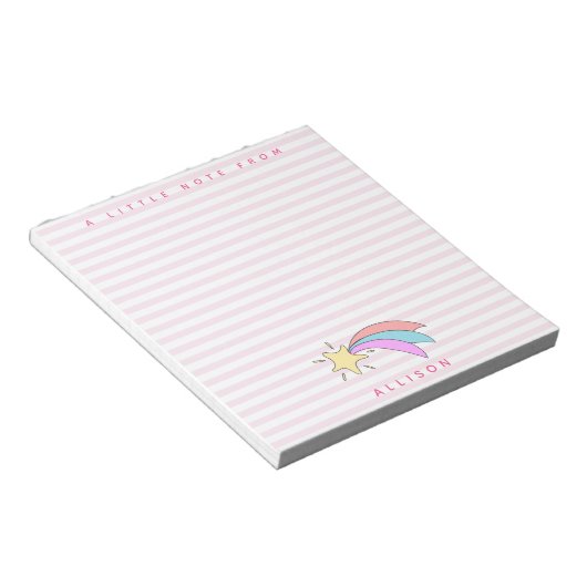 Kute Shooting Star - Roze gestripte meisjes Notitieblok (Schuin)