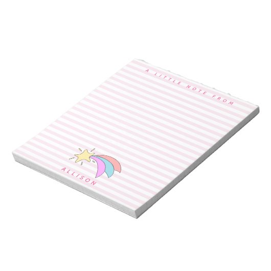 Kute Shooting Star - Roze gestripte meisjes Notitieblok (Linkerzijde)