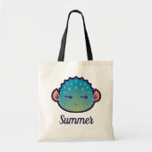 Kute side Glance Puffer Fish met naam Tote Bag (Voorkant)