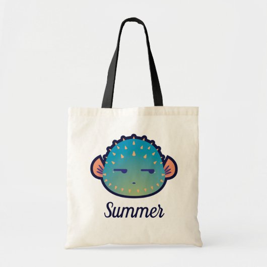 Kute side Glance Puffer Fish met naam Tote Bag (Voorkant)