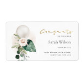 KUTE SILVER WITTE BALLOON FLORAL AFSTUDEERDER CONG ETIKET (Voorkant)