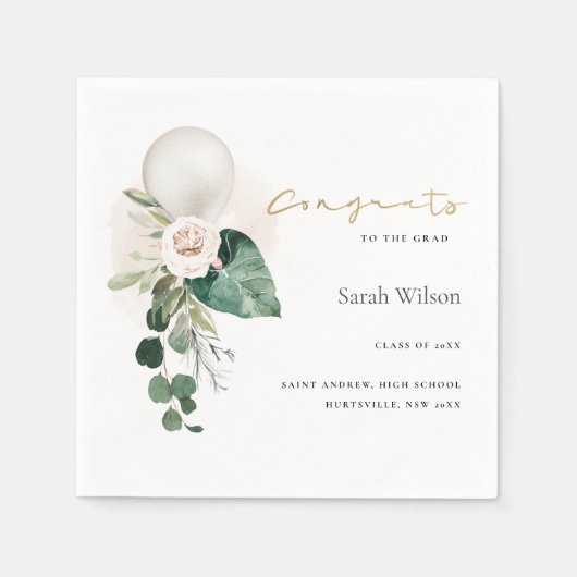 KUTE SILVER WITTE BALLOON FLORAL AFSTUDEERDER CONG SERVET (Voorkant)