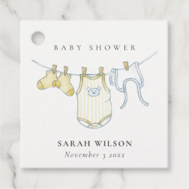 Kute Simple Baby Clothesline Yellow Baby shower Bedankjes Labels