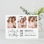Kute Simple Photo Collage Bridesmaid-Kaart Kaart (Staand voorkant)