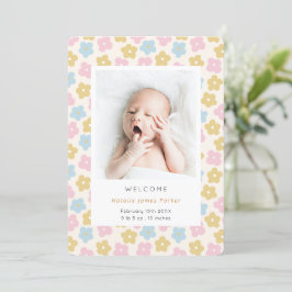 Kute Simple Rainbow Floral Waterverf Birth Aankondiging