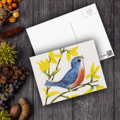 Kute Singing Blue Bird Tree Briefkaart