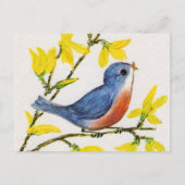 Kute Singing Blue Bird Tree Briefkaart (Voorkant)