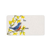 Kute Singing Blue Bird Tree Etiket (Voorkant)