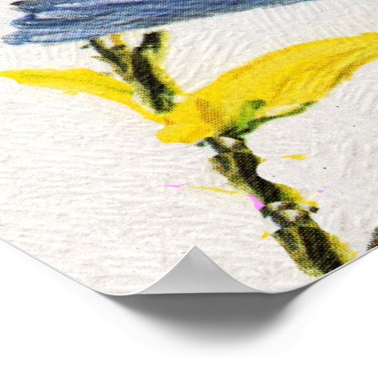 Kute Singing Blue Bird Tree Poster (Hoek)