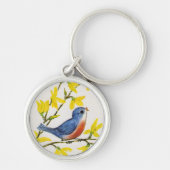 Kute Singing Blue Bird Tree Sleutelhanger (Voorkant)