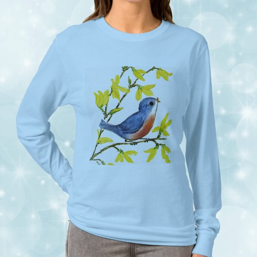 Kute Singing Blue Bird Tree T-shirt