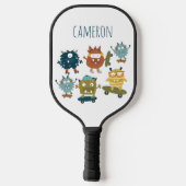 Kute Skateboard Monsters Personeelsbenaming Pickleball Paddle (Achterkant)