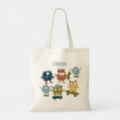 Kute Skateboard Monsters Personeelsbenaming Tote Bag (Achterkant)