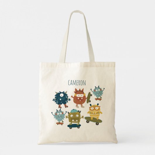Kute Skateboard Monsters Personeelsbenaming Tote Bag (Achterkant)