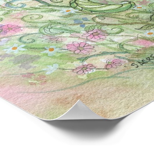 Kute slaapzool en Butterflies Fantasy Art Poster (Hoek)