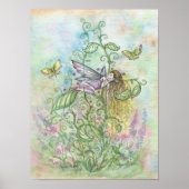 Kute slaapzool en Butterflies Fantasy Art Poster (Voorkant)