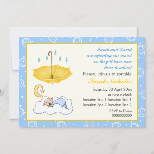 Kute slapende baby sprinkhaan blauw en geel kaart (Voorkant)