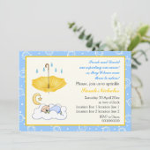 Kute slapende baby sprinkhaan blauw en geel kaart (Staand voorkant)