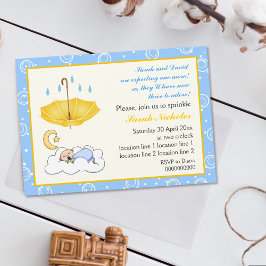 Kute slapende baby sprinkhaan blauw en geel kaart