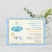 Kute slapende baby sprinkhaan blauw en geel kaart (Staand voorkant)