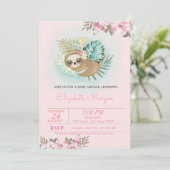 Kute Slapende Sloth Floral Baby shower Kaart (Staand voorkant)