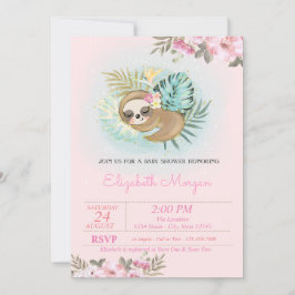 Kute Slapende Sloth Floral Baby shower Kaart