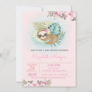 Kute Slapende Sloth Floral Baby shower Kaart