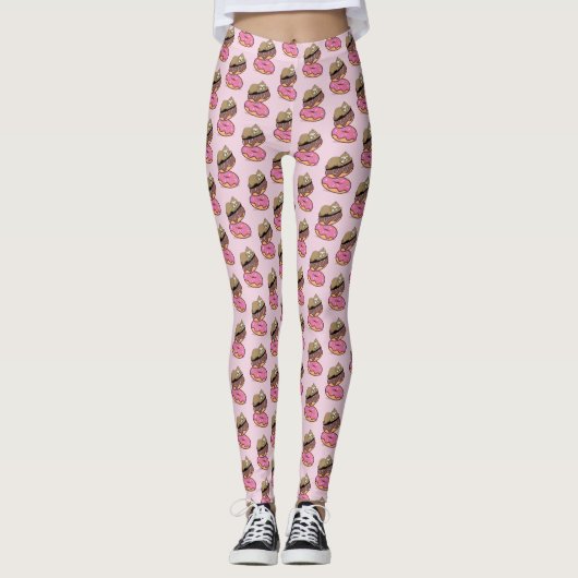Kute slapy sleuf voor roze donuts Leggings (Voorkant)