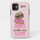 Kute Slapy Sloth Resting on Pink Sprinkle Donuts Case-Mate iPhone Case (Achterkant)
