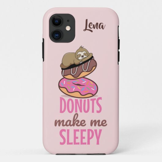Kute Slapy Sloth Resting on Pink Sprinkle Donuts Case-Mate iPhone Case (Achterkant)