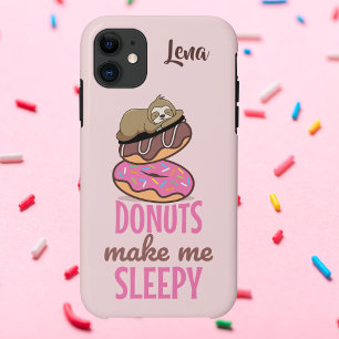 Kute Slapy Sloth Resting on Pink Sprinkle Donuts Case-Mate iPhone Case