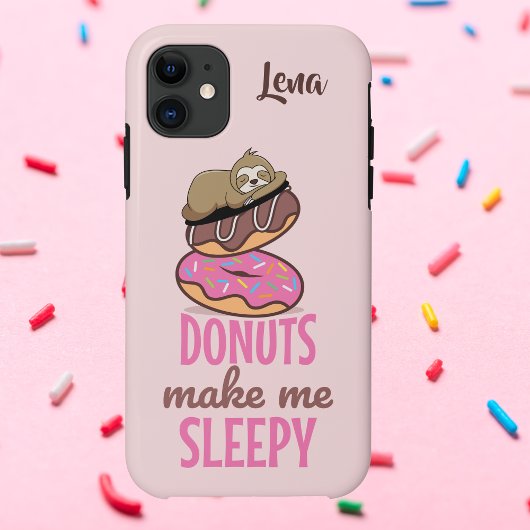 Kute Slapy Sloth Resting on Pink Sprinkle Donuts Case-Mate iPhone Case