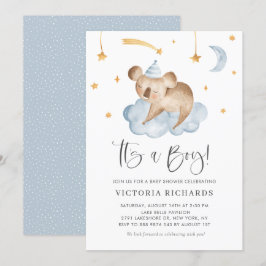 Kute Sleeping Koala Blue Het is een Jongen Baby sh Kaart