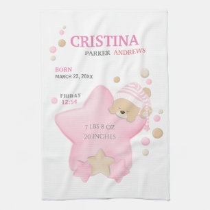 Kute Sleeping Teddy Bear Baby Girl Birth Stats Theedoek