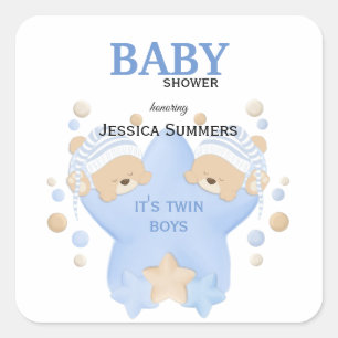 Kute sleeping Teddy bears Twin Baby Boys Showster  Vierkante Sticker