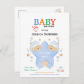 Kute sleeping Teddy bears Twin Boys Shower by Mail Uitnodiging Briefkaart (Voorkant / Achterkant)
