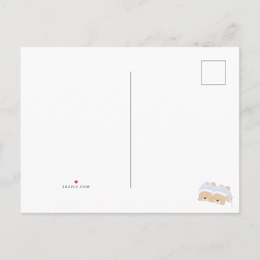 Kute sleeping Teddy bears Twin Boys Shower by Mail Uitnodiging Briefkaart (Achterkant)