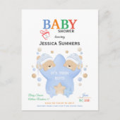 Kute sleeping Teddy bears Twin Boys Shower by Mail Uitnodiging Briefkaart (Voorkant)