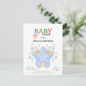 Kute sleeping Teddy bears Twin Boys Shower by Mail Uitnodiging Briefkaart (Staand voorkant)