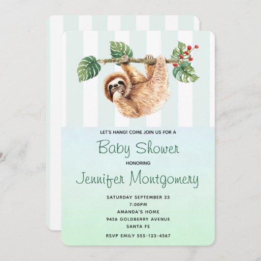 Kute sleuf ondersteboven in Waterverf Shower Kaart (Voorkant / Achterkant)