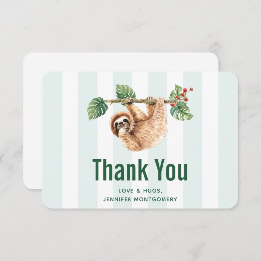 Kute sleuf ondersteboven Waterverf Bedankkaart (Voorkant / Achterkant)