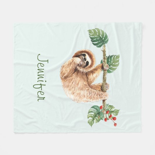 Kute sleuf ondersteboven Waterverf Fleece Deken (Voorkant (Horizontaal))