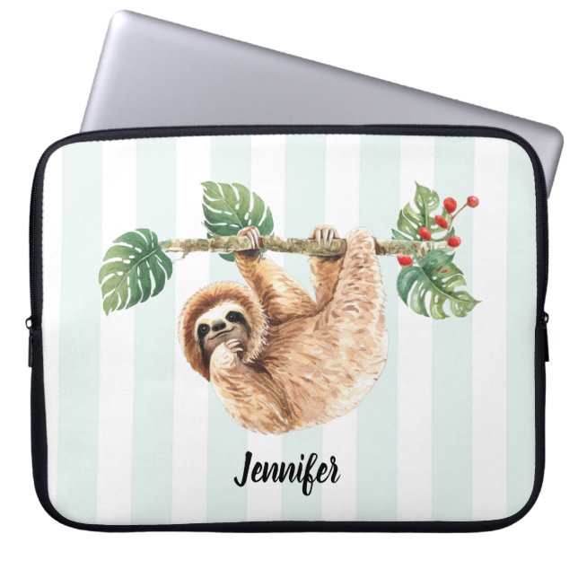 Kute sleuf ondersteboven Waterverf Laptop Sleeve (Voorkant)
