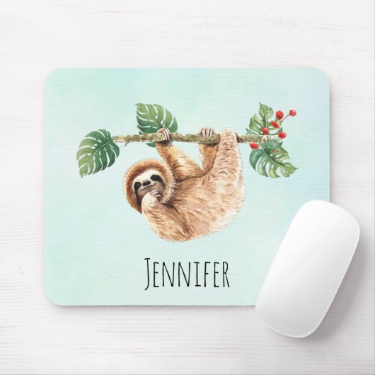 Kute sleuf ondersteboven Waterverf Muismat (Met muis)