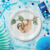 Kute sleuf ondersteboven Waterverf Papieren Bordje (Feest)