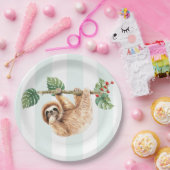 Kute sleuf ondersteboven Waterverf Papieren Bordje (Feest)