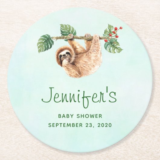 Kute sleuf ondersteboven Waterverf Ronde Kartonnen Onderzetter (Voorkant)