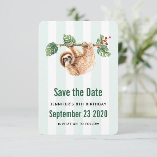 Kute sleuf ondersteboven Waterverf Save The Date (Staand voorkant)