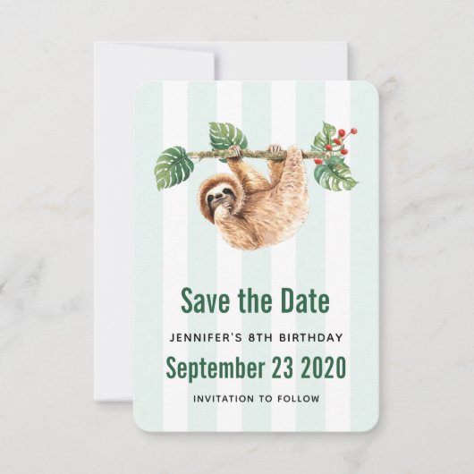 Kute sleuf ondersteboven Waterverf Save The Date (Voorkant)