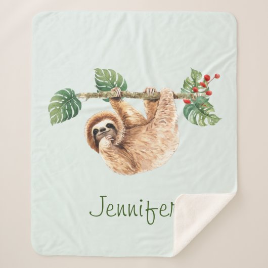 Kute sleuf ondersteboven Waterverf Sherpa Deken (Voorkant)